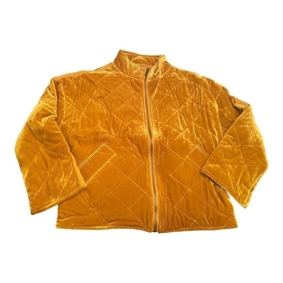 Avec LES FILLES Quilted Velvet Zip Jacket In Mustard - Picture 3 of 15